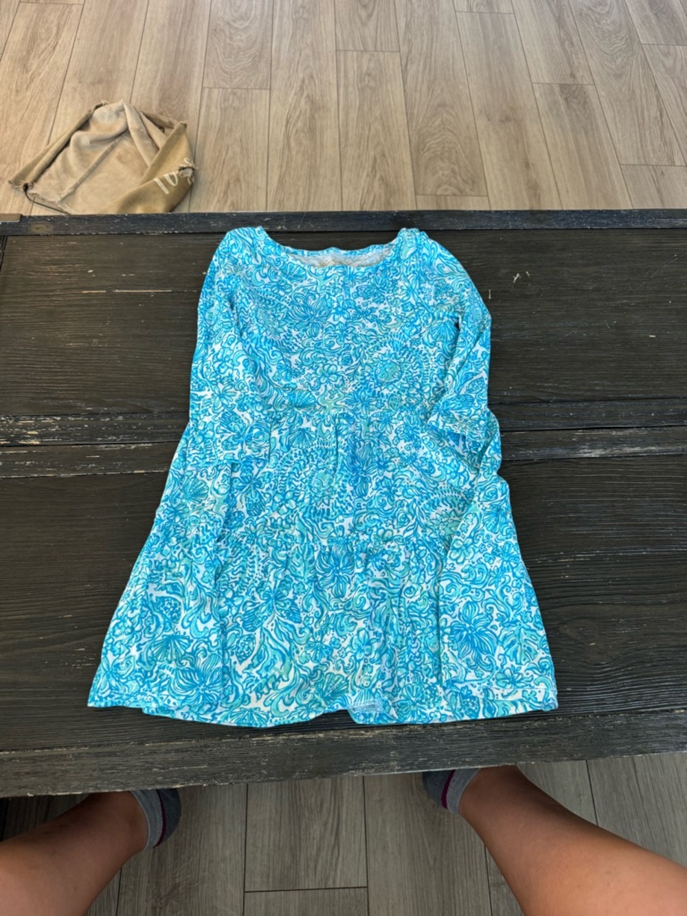 Lilly Pulitzer Turquoise & White Swirl Print Kids Dress